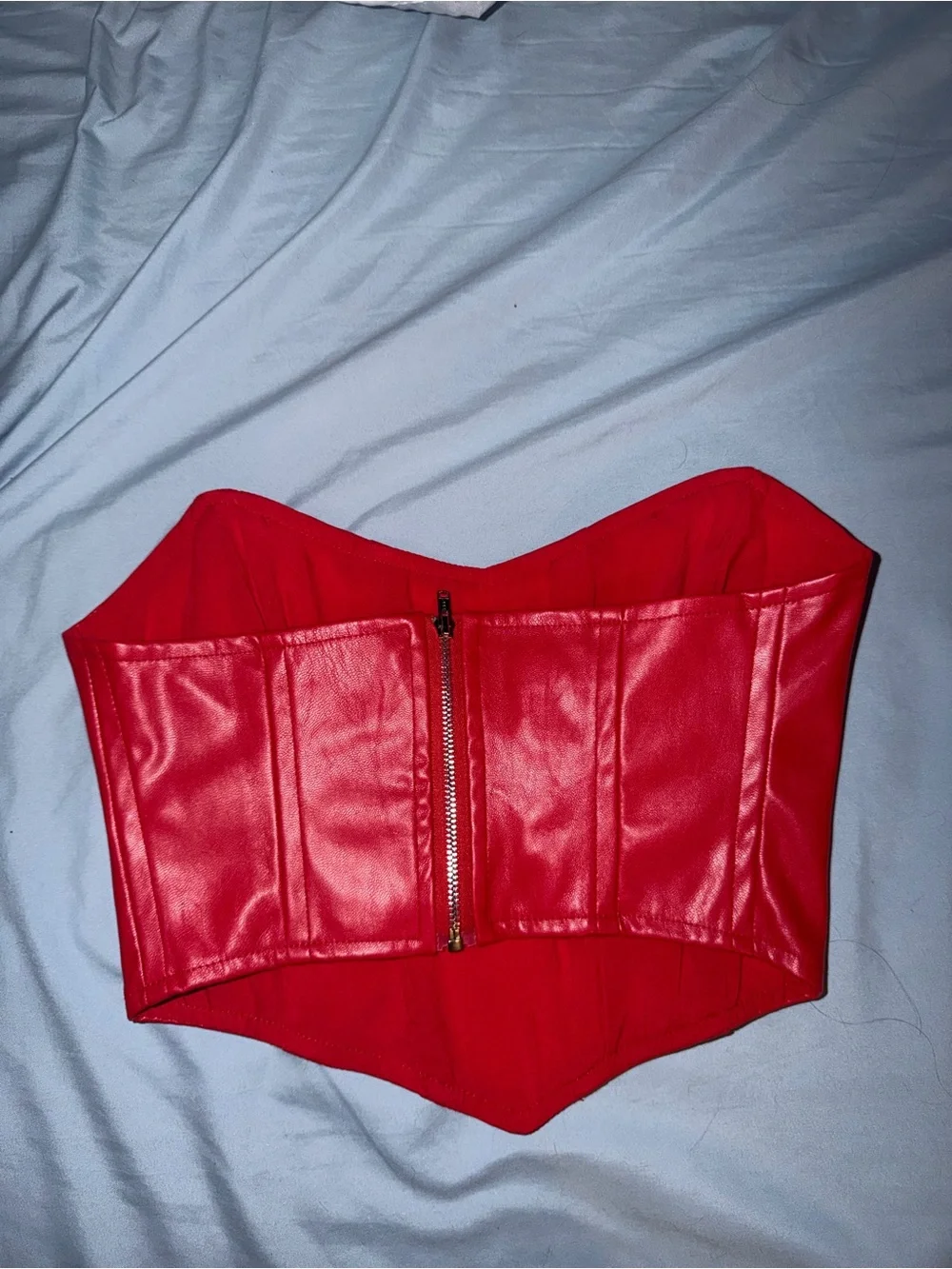 Princess Polly Red Faux Leather Corset Top